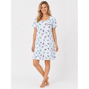 Soma Dragonfly Print Scoop Neck Sleepshirt White Size S Soft Loungewear Comfy